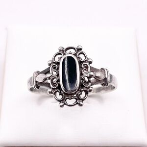 Size 9.5 Black Onyx 925 Sterling Silver Ring